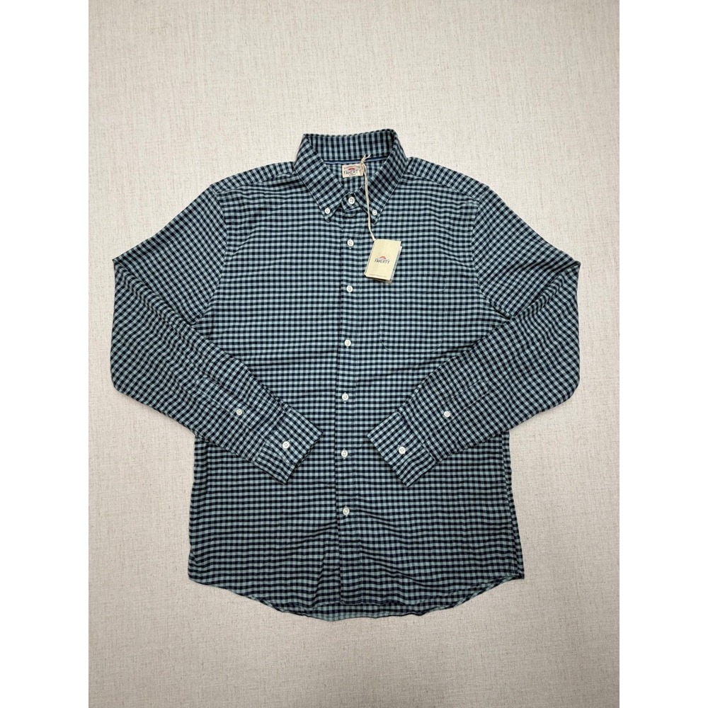 Faherty Stretch Oxford Shirt 2.0 Ocean Teal Gingham Mens Large MWS2301 NWT